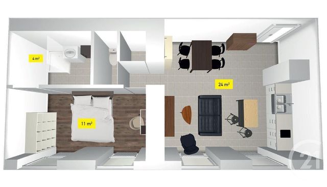 Appartement F2 à louer - 2 pièces - 41.0 m2 - MONTBELIARD - 25 - FRANCHE-COMTE - Century 21 Agence De La Gare